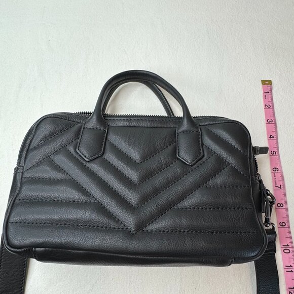BRAND NEW Black Leather Quilted Crossbody Handbag Purse - Picture 6 of 7